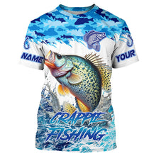 Load image into Gallery viewer, Crappie fishing Blue ocean camo Custom UV protection fishing long sleeve shirt, Crappie Fishing jersey NQS8172