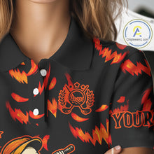 Load image into Gallery viewer, Orange and Black Halloween Pattern Funny Skull Golf polo shirt for Women Custom Halloween golf top NQS10352