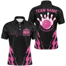 Load image into Gallery viewer, Black Bowling Camo Polo, Quarter zip Shirt for men cool custom jerseys for team bowlers | Pink NQS8388