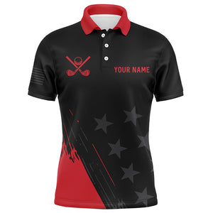 Red and Black stars matching golf shirts for couples custom couple golf tops, unique golf gifts NQS8391