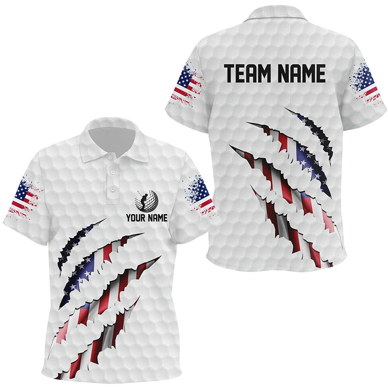 Personalized American Flag Kid golf polo shirt, Custom Patriotic Golf Team Shirts for kid NQS8392