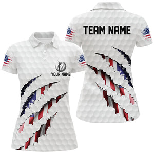 Personalized American Flag Women golf polo shirts, Custom Patriotic Golf Team Shirts For Women NQS8392