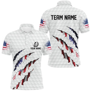 Personalized American Flag Men golf polo shirts, Custom Patriotic Golf Team Shirts For men NQS8392