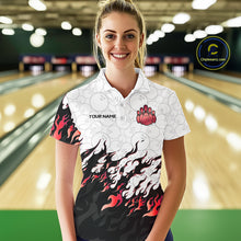 Load image into Gallery viewer, Black and White Camo Bowling Shirts For Women Custom Bowling Team League Jerseys | Red NQS10563