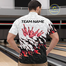 Load image into Gallery viewer, Black and White Camo Bowling Shirts For Men Custom Bowling Team League Jerseys | Red NQS10563