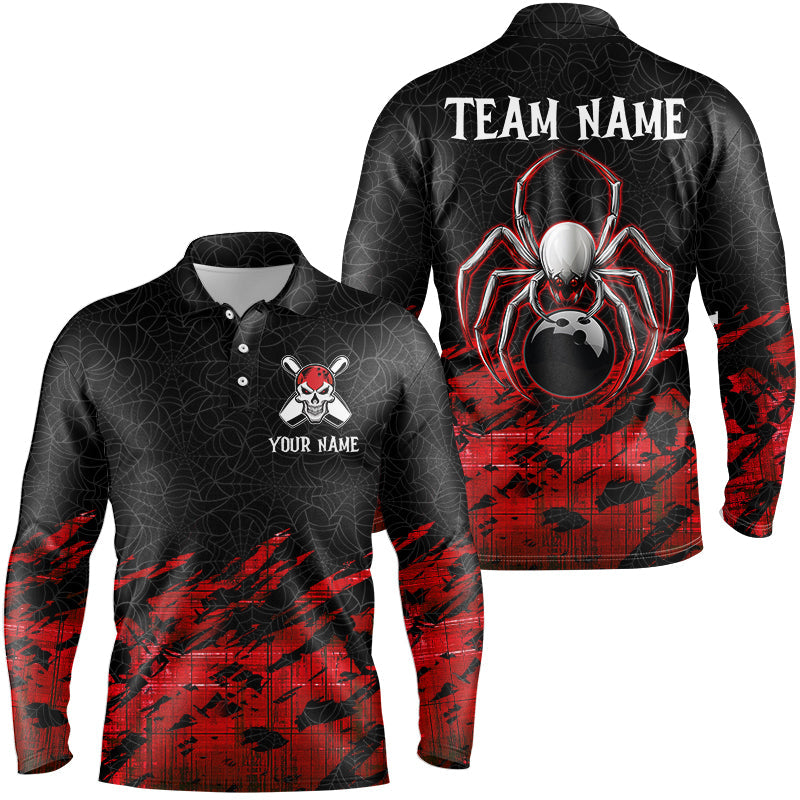 Red and Black Spider Custom Halloween Bowling Team Shirts For Men, Bowling Gifts NQS8599