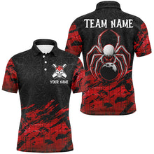 Load image into Gallery viewer, Red and Black Spider Custom Halloween Bowling Team Shirts For Men, Bowling Gifts NQS8599