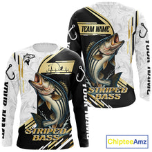 Load image into Gallery viewer, Personalized Striped Bass fishing shirts Custom sun protection striper fishing team jerseys | Gold NQS11159