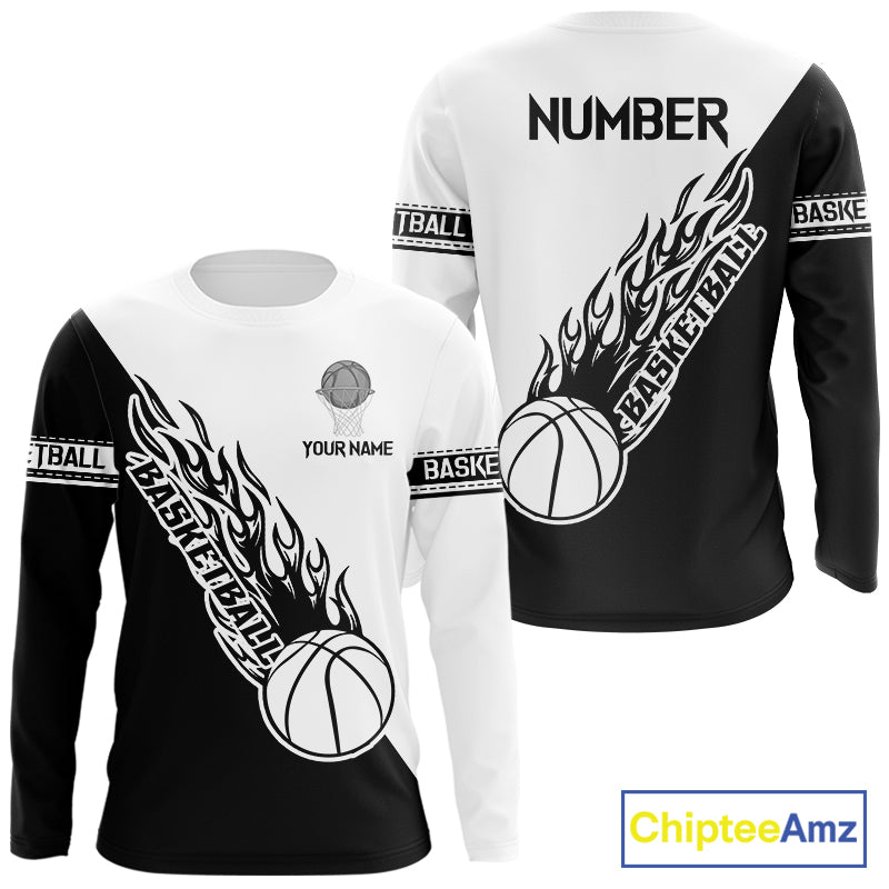 Black and White Flame Basketball shirts custom name and number Basketball team jerseys NQS11364