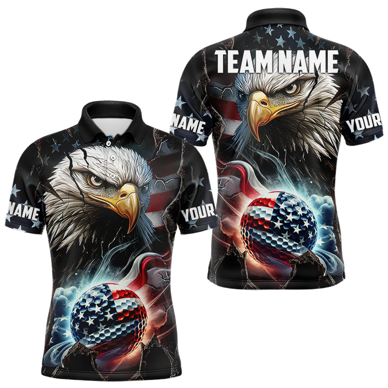 Personalized Eagle American flag Golf Polo Team Shirts For Men Custom Patriotic Mens Golf attire NQS9620