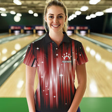 Load image into Gallery viewer, Custom Black and Red Bowling Polo, Quarter Zip Shirts for Women, Bowling Team Shirts Uniform NQS9621