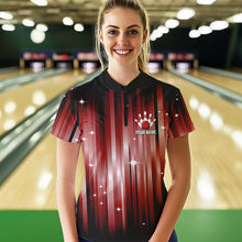 Load image into Gallery viewer, Custom Black and Red Bowling Polo, Quarter Zip Shirts for Women, Bowling Team Shirts Uniform NQS9621