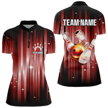 Load image into Gallery viewer, Custom Black and Red Bowling Polo, Quarter Zip Shirts for Women, Bowling Team Shirts Uniform NQS9621