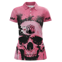 Load image into Gallery viewer, Pink Skull Bowling Polo, Quarter Zip Shirts for Women Custom Skull Bowling Team Shirts Uniform NQS9623