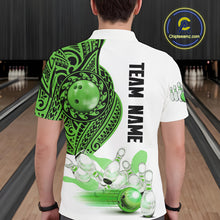 Load image into Gallery viewer, Green and White Tribal pattern Mens Bowling Shirts Custom Bowling outfit men Team bowling jersey NQS9812