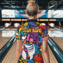 Load image into Gallery viewer, Funny Shark Bowling Shirts For Women Custom Colorful Shark Bowling outfit, Team Bowling Jersey NQS9815