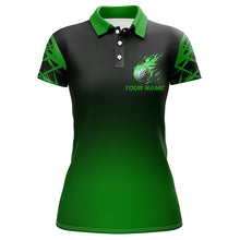 Load image into Gallery viewer, Black and green gradient golf fire custom Womens golf polo shirts, team ladies golf tops NQS7581
