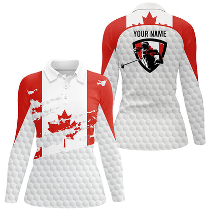 Canadian flag Women golf polo shirts custom ladies golf outfit, personalized patriot team golf shirt NQS7712