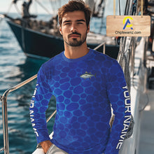 Load image into Gallery viewer, Blue Sea Camo Tuna fishing shirts custom name saltwater Tuna fishing sun protection fishing apparel NQS10054