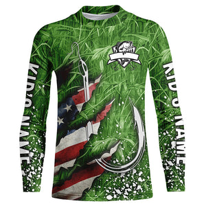 American flag fish hook green camo fishing custom sun protection performance long sleeve fishing shirt NQS6054