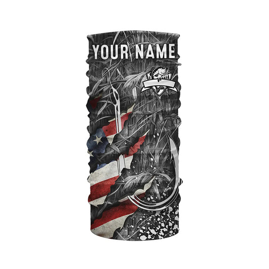 American flag fish hook gray camo fishing custom sun protection performance long sleeve fishing shirt NQS6055