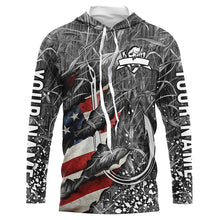 Load image into Gallery viewer, American flag fish hook gray camo fishing custom sun protection performance long sleeve fishing shirt NQS6055