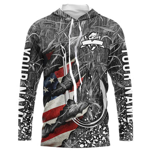 American flag fish hook gray camo fishing custom sun protection performance long sleeve fishing shirt NQS6055