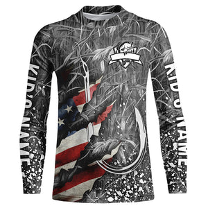 American flag fish hook gray camo fishing custom sun protection performance long sleeve fishing shirt NQS6055