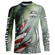 Load image into Gallery viewer, American flag fish hook green bass scales custom sun protection performance long sleeve fishing shirts NQS6056