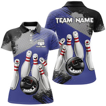 Load image into Gallery viewer, Blue Retro Bowling Shirt For Women Custom Funny Bowling Jersey Team League Bowling Polo, 1/4 Zip Shirt NQS8398