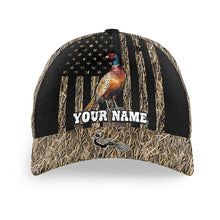 Load image into Gallery viewer, Pheasant hunting waterfowl camo American flag Custom hunting hat Unisex Pheasant hunting cap NQS8605