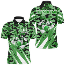 Load image into Gallery viewer, Custom Green Camo Bowling Shirts For Men, Personalized Bowling Team Jerseys NQS8609