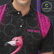 Load image into Gallery viewer, Funny Pink Flamingo Black Bowling Camo Bowling Shirts for Men Custom Flamingo Team bowling outfit NQS11716
