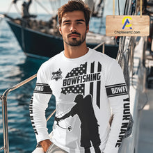 Load image into Gallery viewer, Carp hunter bowfishing black &amp; white American flag Custom UV sun protection Long sleeve Fishing Shirt NQS9817