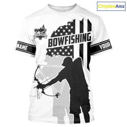 Carp hunter bowfishing black & white American flag Custom UV sun protection Long sleeve Fishing Shirt NQS9817