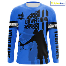 Load image into Gallery viewer, Carp hunter bowfishing black and blue American flag Custom UV sun protection Long sleeve Fishing Shirt NQS9818