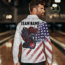 Load image into Gallery viewer, Retro American Flag white camo Eagle Bowling Shirt for Men Custom Patriotic Bowling Team Jersey NQS9819