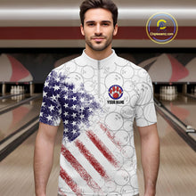 Load image into Gallery viewer, Retro American Flag white camo Eagle Bowling Shirt for Men Custom Patriotic Bowling Team Jersey NQS9819