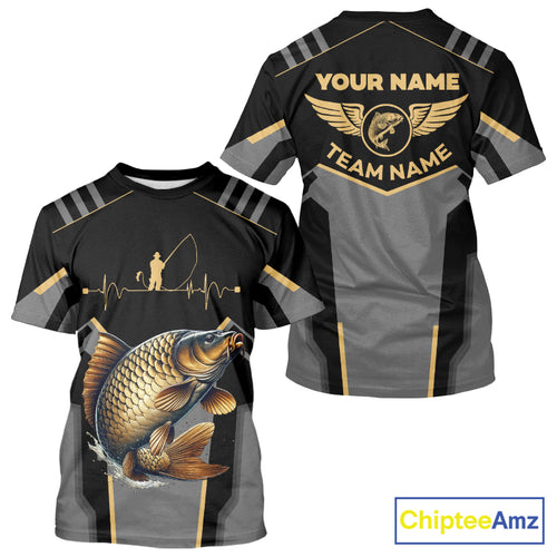 Personalized Black Carp Fishing jerseys, Team Carp Fishing Long Sleeve tournament shirts| Yellow NQS9822