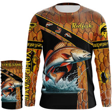 Load image into Gallery viewer, Redfish fishing scales UV protection Custom long sleeve fishing shirts, red drum fishing jerseys NQS5394