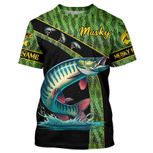 Load image into Gallery viewer, Musky fishing scales UV protection Custom long sleeve fishing shirts, muskie fishing jerseys NQS5395