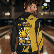 Load image into Gallery viewer, Funny yellow and black Bowling beer shirts for men custom My drinking team has a bowling problem NQS9927