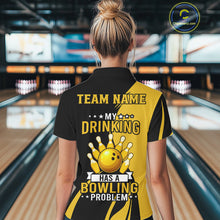 Load image into Gallery viewer, Funny yellow and black Bowling beer shirts for Women custom My drinking team has a bowling problem NQS9927