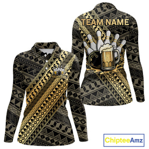 Yellow and Black tribal pattern Bowling and Beer shirts for Women custom Team Bowling jerseys outfit NQS9928