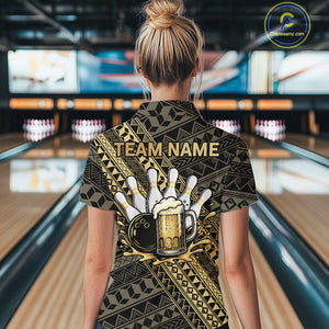 Yellow and Black tribal pattern Bowling and Beer shirts for Women custom Team Bowling jerseys outfit NQS9928