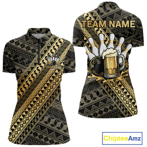 Yellow and Black tribal pattern Bowling and Beer shirts for Women custom Team Bowling jerseys outfit NQS9928