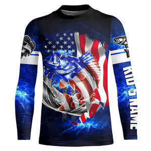 Walleye Fishing 3D American Flag patriotic Customize name All over print shirts NQS414