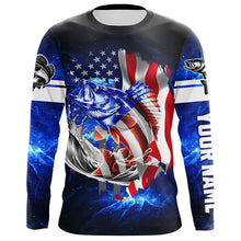 Load image into Gallery viewer, Walleye Fishing 3D American Flag patriotic Customize name All over print shirts NQS414