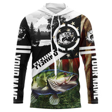 Load image into Gallery viewer, Largemouth Bass Fishing American flag patriot customize performance long sleeve fishing shirt NQS1909