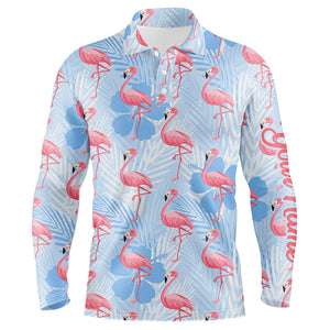 Mens golf polo shirts custom pink flamingo blue tropical pattern golf apparel for team men golfer NQS7979